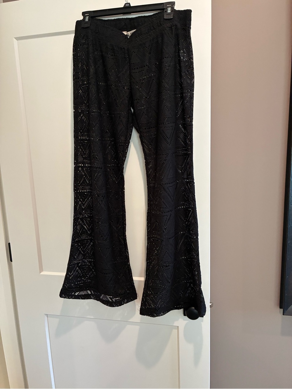 Lagaci Black Crochet Swim Cover-Up Pants